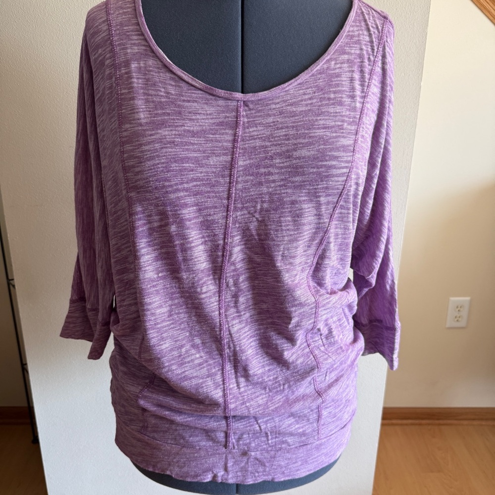 Lane Bryant Purple Marled Stretch Top Blouse, 3/4 Dolman Sleeve, Size 18/20